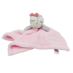 Baby Gear Grey Owl Bird Pink Lovey Plush Baby Stuffed Animal Square 15"